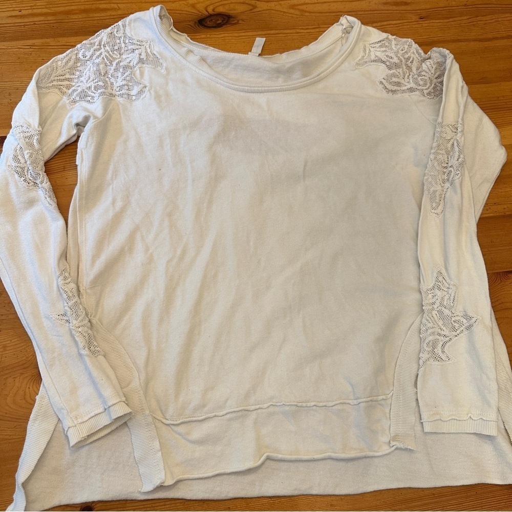 FREE PEOPLE Grandpa Jersey Outer Sunset Top in Ivory Lace women - S - Picture 11 of 11
